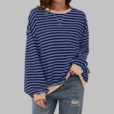 LUKA™ - Casual Long Sleeve Round Neck Striped Sweatshirt
