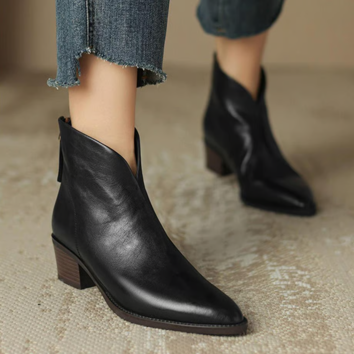 Anne - Luxury Ankle Boots with Low Heel