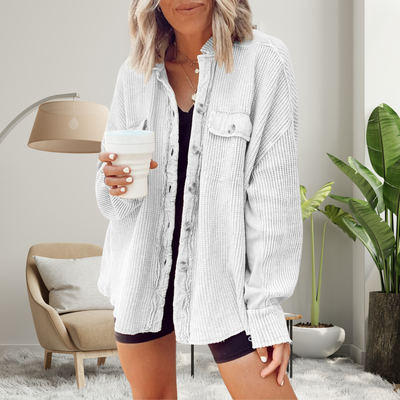 FAYE™ - Cozy Loose Fit Batwing Sleeve Button Down Jacket