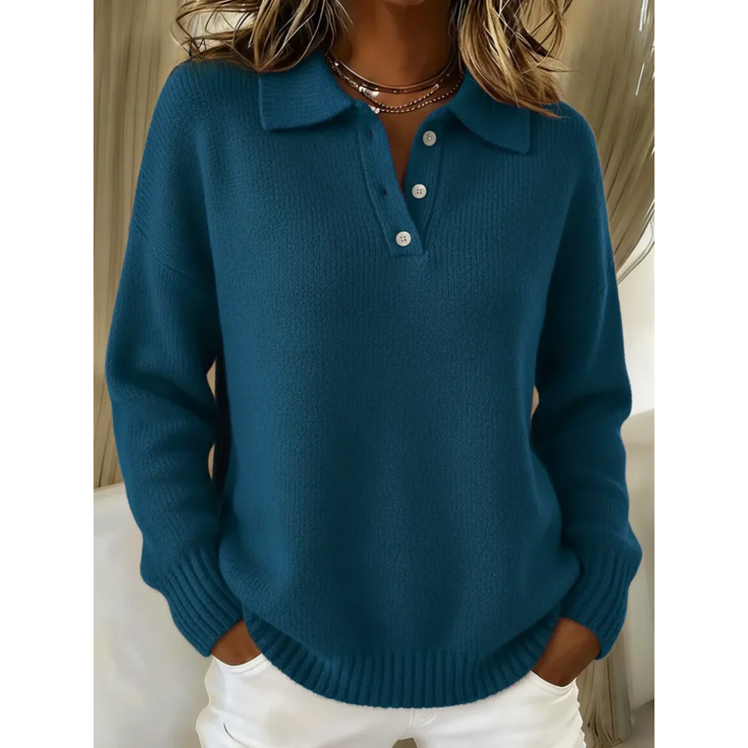 Margaret | Soft Knit Polo Sweater
