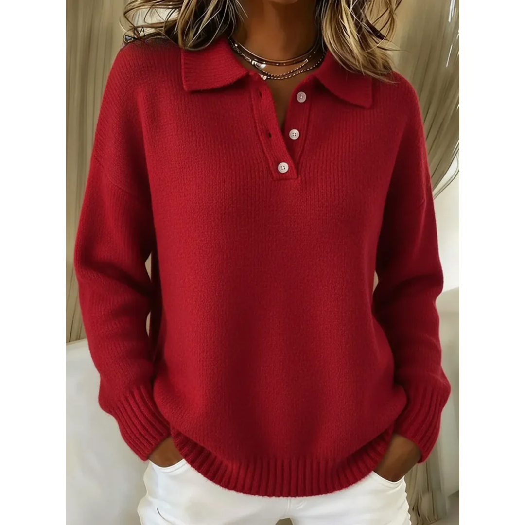 Margaret | Soft Knit Polo Sweater